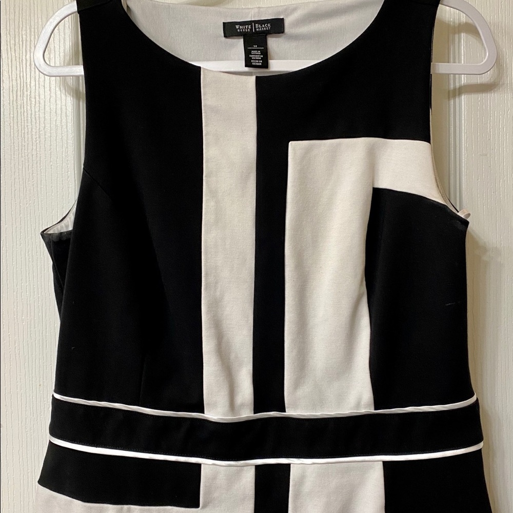WHBM Black & White Color Block Top